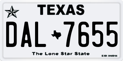 TX license plate DAL7655
