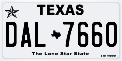 TX license plate DAL7660
