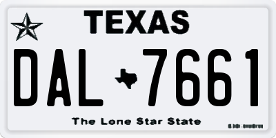 TX license plate DAL7661