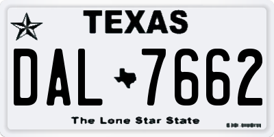 TX license plate DAL7662