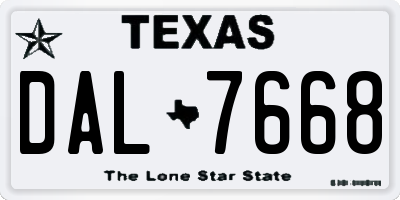 TX license plate DAL7668