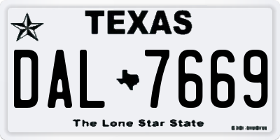 TX license plate DAL7669