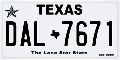 TX license plate DAL7671