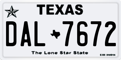 TX license plate DAL7672