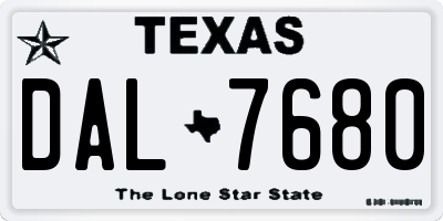 TX license plate DAL7680