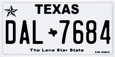 TX license plate DAL7684
