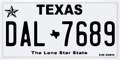 TX license plate DAL7689