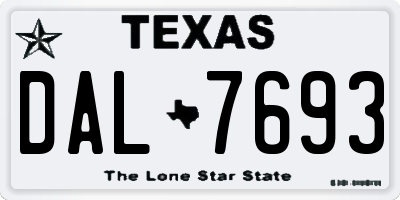 TX license plate DAL7693