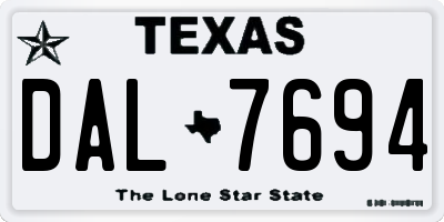 TX license plate DAL7694