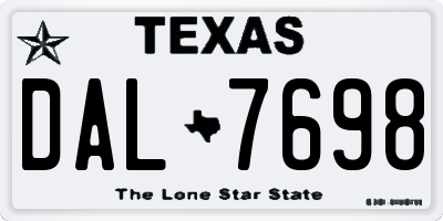 TX license plate DAL7698