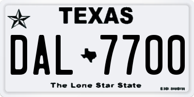 TX license plate DAL7700