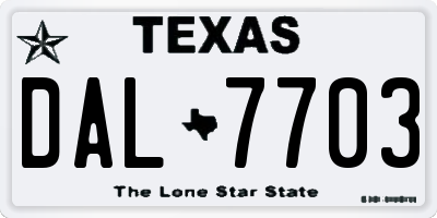 TX license plate DAL7703