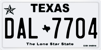 TX license plate DAL7704