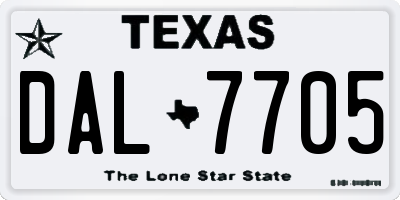 TX license plate DAL7705
