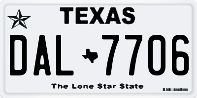 TX license plate DAL7706