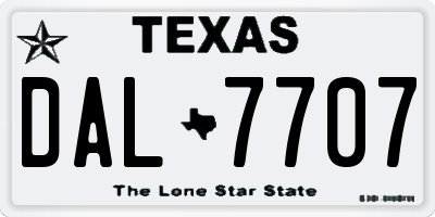 TX license plate DAL7707