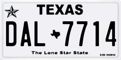 TX license plate DAL7714