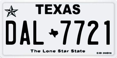 TX license plate DAL7721