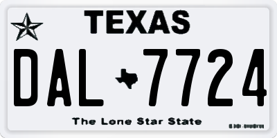 TX license plate DAL7724
