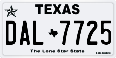 TX license plate DAL7725