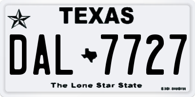 TX license plate DAL7727