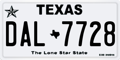 TX license plate DAL7728