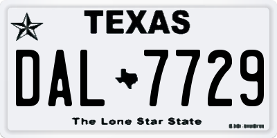 TX license plate DAL7729
