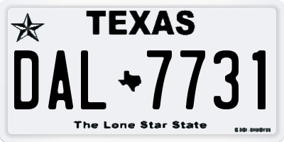 TX license plate DAL7731