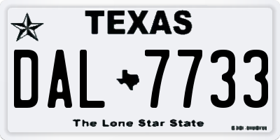 TX license plate DAL7733