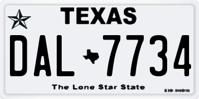 TX license plate DAL7734