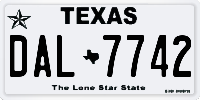 TX license plate DAL7742