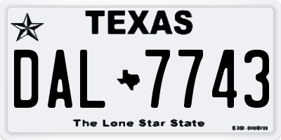 TX license plate DAL7743