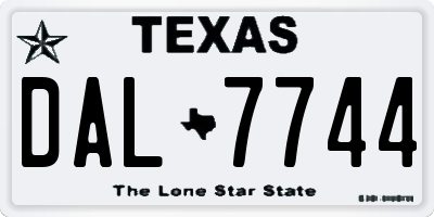 TX license plate DAL7744