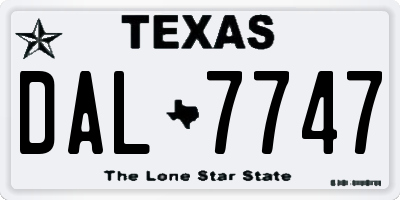TX license plate DAL7747