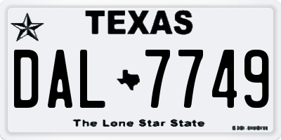 TX license plate DAL7749