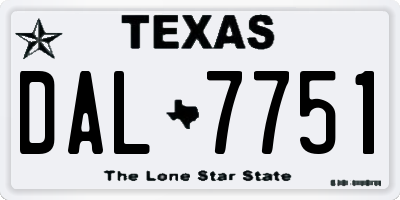 TX license plate DAL7751