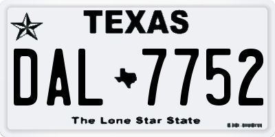 TX license plate DAL7752