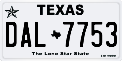 TX license plate DAL7753