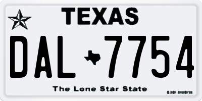 TX license plate DAL7754