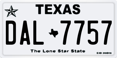TX license plate DAL7757