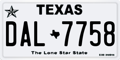 TX license plate DAL7758