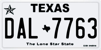 TX license plate DAL7763