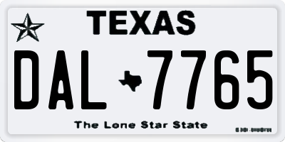 TX license plate DAL7765