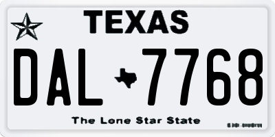 TX license plate DAL7768