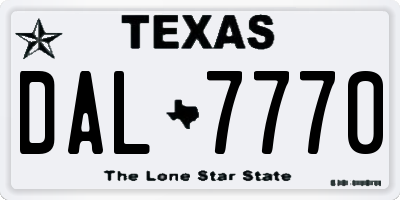 TX license plate DAL7770