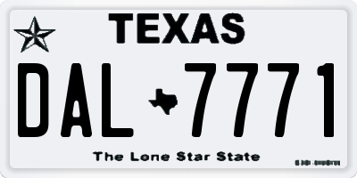 TX license plate DAL7771