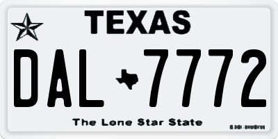 TX license plate DAL7772
