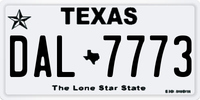 TX license plate DAL7773