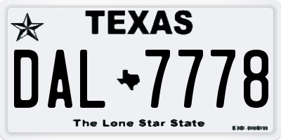 TX license plate DAL7778