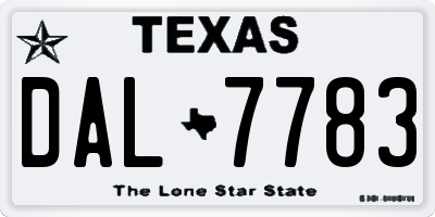 TX license plate DAL7783